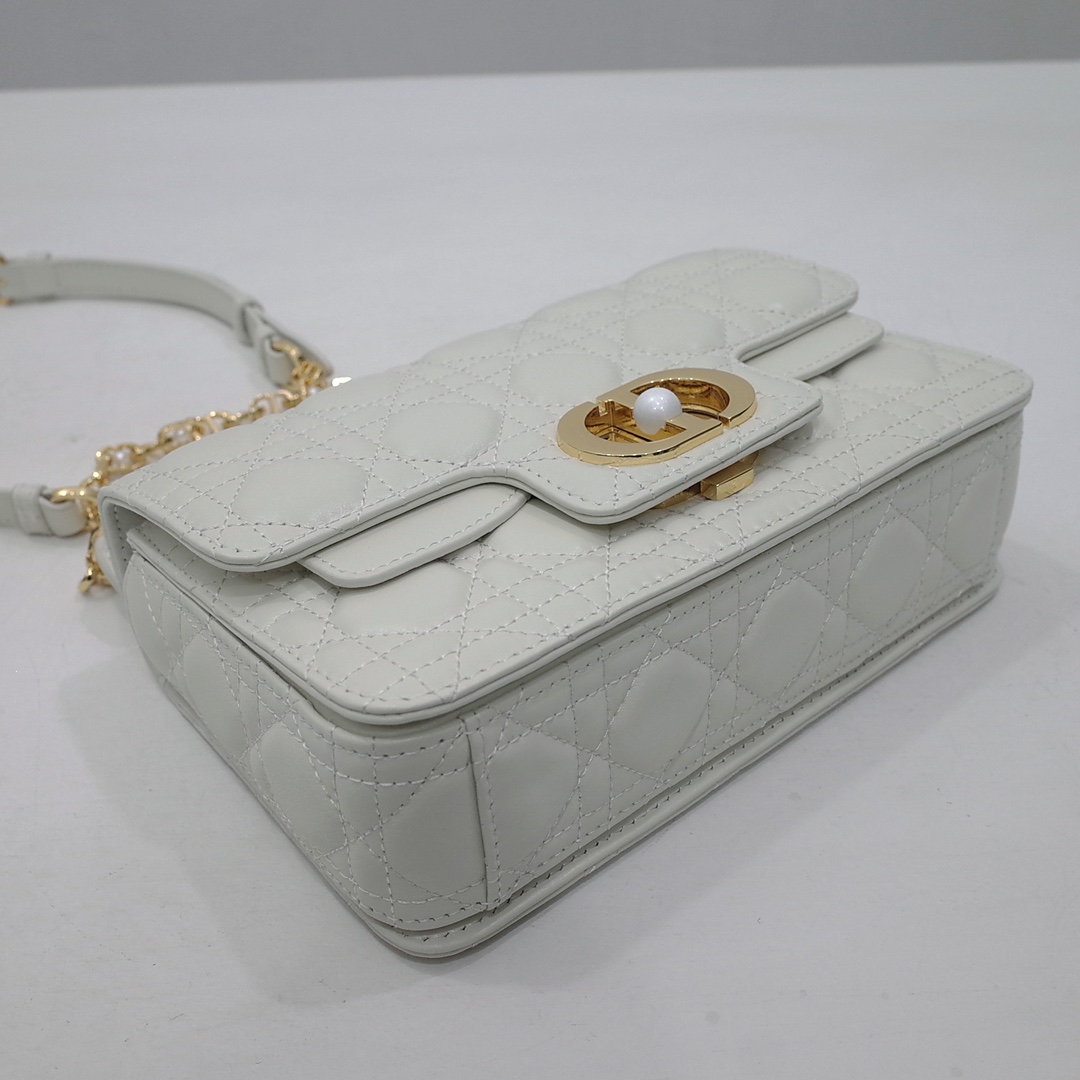 Small Dior Jolie Top Handle Bag White Cannage Calfskin